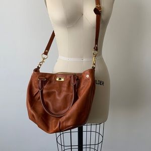 Gorgeous brown leather Brompton J. Crew shoulder crossbody bag